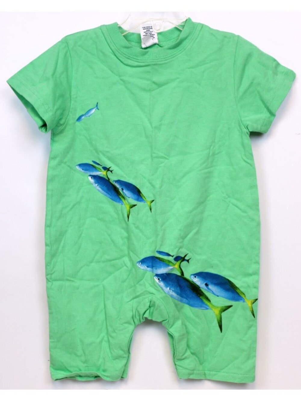 NWT Gap Factory Baby Boy Lg 12-18m Romper Green Fish Tropical Ocean Beach 1pc